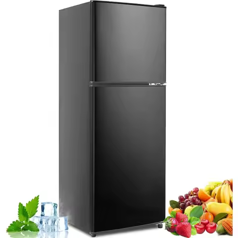 5.0 Cu. Ft Fridge with Freezer, Dual Door Refrigerator with 7 Settings Temperature Adjustable, Small