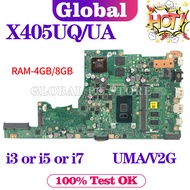4GB i7-6th Gen UMA 4GB i7-6th Gen UMA X405UQ Mainboard For ASUS S4000U S4100U X405UA X405URP X405UR X405UB A405U V405U S405U K405U F405U Laptop Motherboard I3 I5 I7