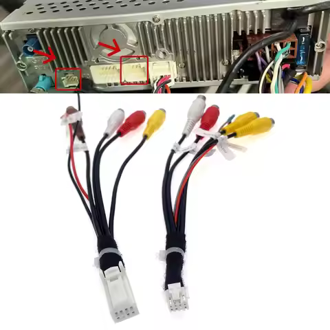 8 Pin Car Radio Audio Reverse Camera Rear AUX IN Video Out RCA Cable for Dynavin N6 N7 Android Multi