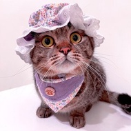 (10%捐公益)春日香氣系列-嬌羞小花口袋領巾+睡帽(嫩紫)