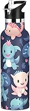 Kids Water Bottle for School Leakproof Kids Insulated Water Bottle 20oz, Cute Animal Axolotl