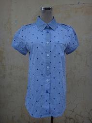 楹 ~ 正品 Junior Polisen 藍色橫紋 造型襯衫 size: M
