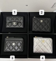 💖 Chanel 26B cf 迷你三折銀包 黑金荔枝牛皮  classic flap 26A L型銀包 黑金 銀色金扣 25k L型卡包 拉鏈 card holder wallet passport