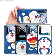 OnePlus 6 7 6T One 7T Pro Plus Luxury Cartoon Doraemon Cat Glass Glossy Casing Phone Case Back Prote