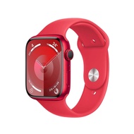 【APPLE】Watch Series 9 （GPS版） 45mm鋁金屬錶殼搭配運動型錶帶-S/M （紅/紅）_廠商直送