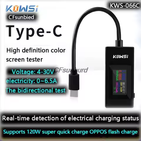 Type-c tester Color screen USB current and voltage test table Two-way test table QC2.0 QC3.2 PD VOOC