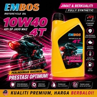 EMBOS 4T 10W40 Fully Synthetic Motorcycle Engine Oil API SP JASO MA2 Minyak Hitam Motosikal