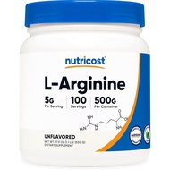 Nutricost L-Arginine Powder 500g (1.1lbs) -Pure L-Arginine Powder-5,000mg Per Serving; 100 Servings
