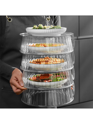 1入組可堆疊透明多層隔熱防塵食品罩,帶溫度控制器,適用於餐桌