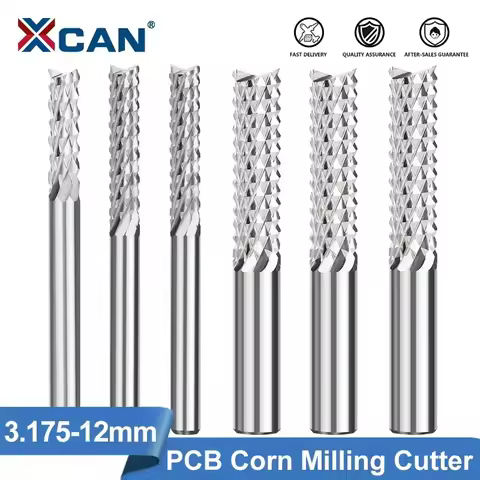 XCAN Milling Cutter 3.175/4/6mm Shank Corn End Mill CNC Router Bit PCB Machine Milling Tool