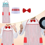 [Gralara] with Two Pockets Cooking Baking Apron Striped Apron Fashion Stain Resistant 1950S Waiter C