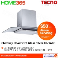 Tecno Chimney Hood with Glass 90cm KA 9688