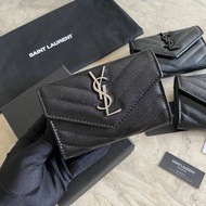 YSL Caviar Card Holder with Compartment Pockets on the Back 4 Card Slots 1 Open Compartment