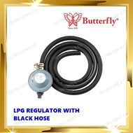 BUTTERFLY LPG REGULATOR WITH 1.5M BLACK HOSE / Kepala Gas wayar gas Hose
