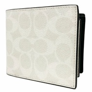 【全新】COACH C LOGO男款8卡附活動證件夾短夾(白)