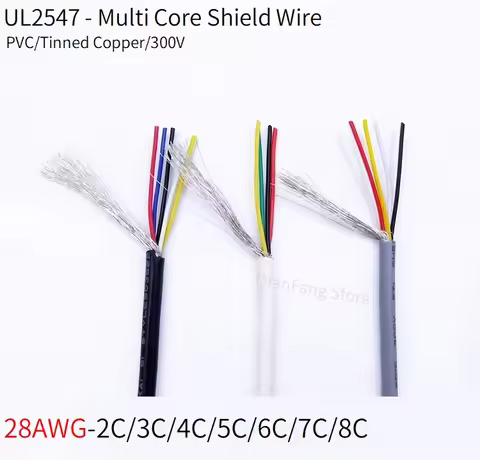 Shielded Wire 28AWG Signal Cable 2 3 4 5 6 7 8 Core PVC Insulated Channel Audio Line Headphone Coppe