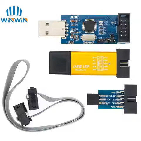 1pcs New USBASP USBISP AVR Programmer USB ISP USB ASP ATMEGA8 ATMEGA128 Support Win7 64K 10Pin To 6 