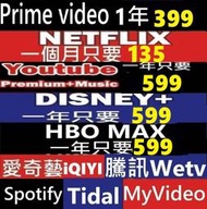 呆呆熊Disney+ Netflix HBO Wetv愛奇藝youtube tidal music 4K共享家庭會員