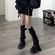 New Leg Warmers Hot Girl Denim Leg Warmers Zipper Adjustable Buckle Design Black Punk Functional Sty