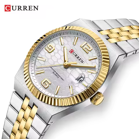 CURREN 8498 Luminous Quartz Watch Men's Calendar Waterproof Quartz Watch, Round Digital Dial Busines