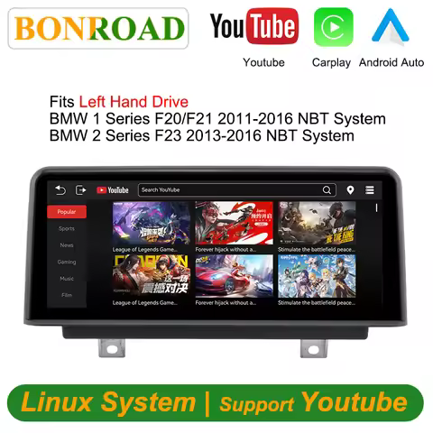 Bonroad 10.25 Inch Wireless Carplay Android Auto Linux Car Multimedia Radio For BMW 1/2 Series F20 F