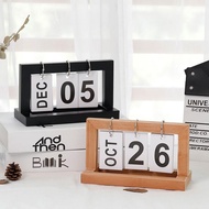 Creative Daily Office Metal Flip Desk Calendar Wood Vintage Calendar for Home Desk Decor Wood Calendar Small Ornaments