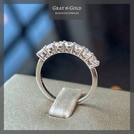 [RG542] แหวนเพชรสังเคราะห์ CZ ฝังเพชร 10 ตังค์ (เรียง 7 เม็ด) ตัวเรือนเงินแท้ 92.5% ชุบทองคำขาวโรเดี