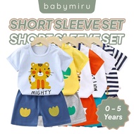 Budak Baju Lengan Pendek Set 0-5 Years Lelaki Perempuan Girl Shorts Set Baju Haiwan Comel Selesa