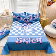 Flat Bedsheet Disney Series Bed Sheet Soft Breathable Mattress Cover Mickey/Stitch/Strawberry Bear F
