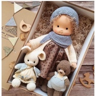 new Cute Cotton Doll Bodied Waldorf Doll Artist Handmade Mini Dress Up Doll Diy Gift Box Packaging F