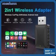 XUESHANN Wireless CarPlay Adapter, Bluetooth 5.0 2 IN 1 Android Auto Adapter, Travel WiFi 5G Mini Pl