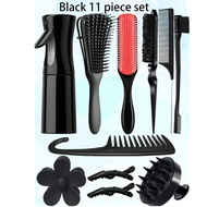 Bộ 11 cọ tẩy tế bào chết, 9 hàng cọ tạo kiểu bằng nylon đệm, Bộ chải tóc, lược chải tóc cạnh và lưng