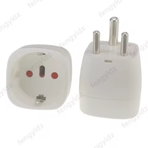 fengyi EU to India Travel Plug Adapter Universal Power Converter 3-Pin Round AC Adapter Plug D Type 