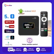 OM MAX Smart Voice TV Box Android 14.0 latest unlock full channel + movies 5G WIFI + Bluetooth 5.0 Y