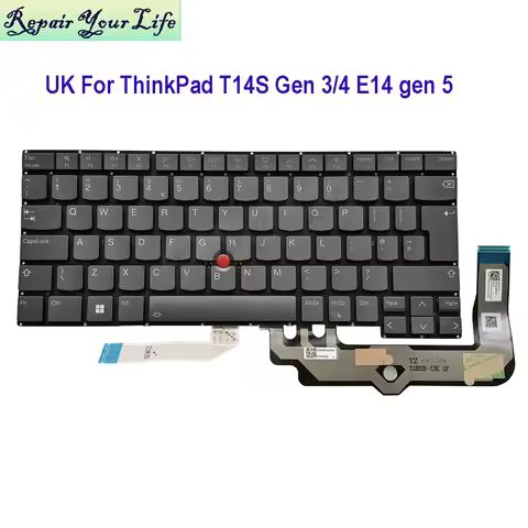 UK GB Laptop Backlit Keyboard For Lenovo ThinkPad T14S Gen 3 Gen4 21F7 21F9 E14 Gen 5 21JR 21JS Trac