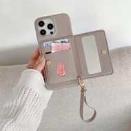 1pc Luxury PU Leather Wallet Phone Case With Lanyard, Mirror & Card Slots, Compatible With IPhone 17