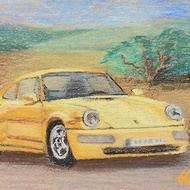 Porsche Car 911 Painting Sport Classic Auto Original Art German Retro Transport