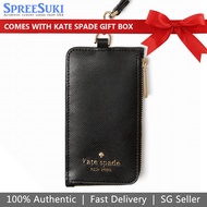 Kate Spade Card case In Gift Box Madison Card Case Lanyard Black # KC573