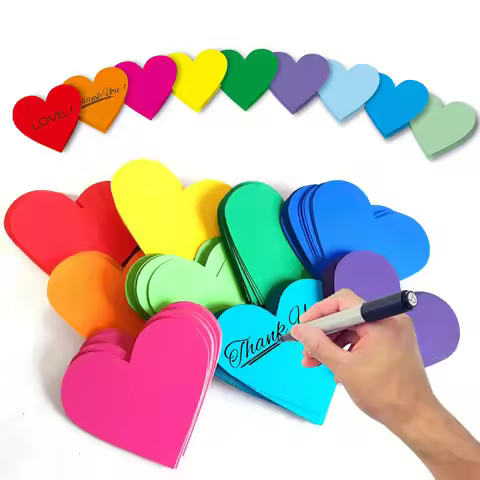 Heart Sticky Notes, 8 Pads, Bright Color Strong Adhesive Post, (30Sheets/pad)