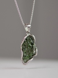 捷克隕石Moldavite原石S925銀項鏈 能量之王 靈性之石 稀有珍貴