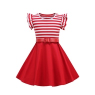 Girls' Retro Dress 50S Casual Striped Dress