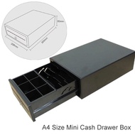 A4 Size Mini Cash Drawer Box POS Register RJ-11 Key Lock With 3 Bill 6 Coin Trays