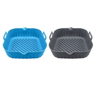 2Pcs Large Air Fryer Silicone Liner Pot Reusable Air Fryer Basket Heat Resistant Non-Stick Air Fryer Liners Mats Bowl