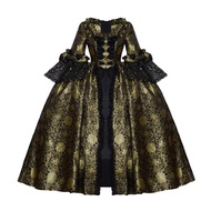 Women's Queen Marie Antoinette Rococo Ball Gown Gothic Victorian Dress Costume Gold Black