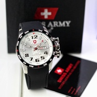 jam tangan pria swiss army 8000 original tali kulit analog tanggal hari aktif