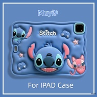 Fashion Creative Cartoon Funny Stitch Telescopic Bracket Case For IPad10.2 Shell Ipad10th 5th Cover Mini6 Case Ipad Air2 Cover Air4/5 10.9 Anti-fall Case 2022Pro M1 Silicone Cover