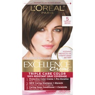 Excellence Creme Permanent Triple Care Hair Color, 5 Medium Brown, Gray Coverage For Up to 8 Weeks, 