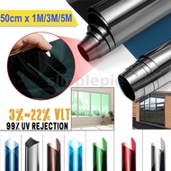 7colors 50cmx1/3/5m Window Glass Tint 99% UV Rejection Film Roll m Home Office 3~22% VLT