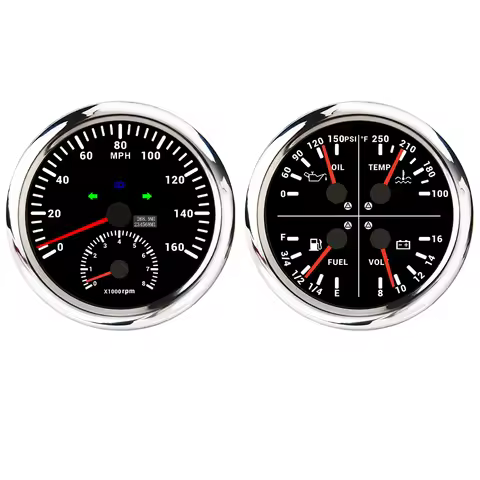 2 Gauge Set 110mm GPS Speedometer 200KMH 160MPH with 8000RPM Tachometer with 4 in 1 Multifunctional 