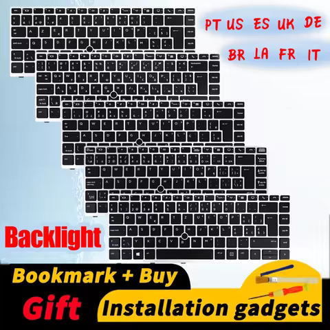 For HP EliteBook 840 G5/846 G5/745 G5/645 G6/ZBook 14u G5 Laptop Backlit Replacement Keyboard US/FR/
